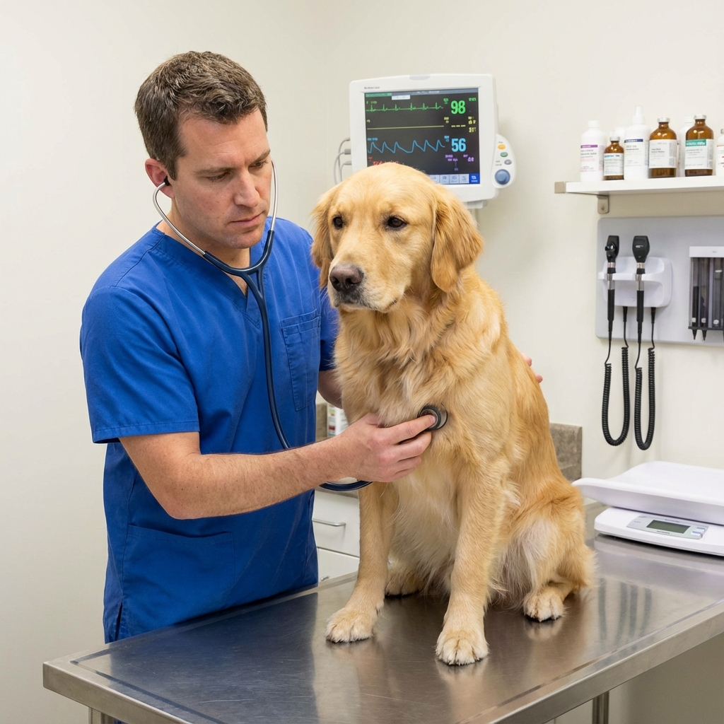 Cuidador feliz con un perro